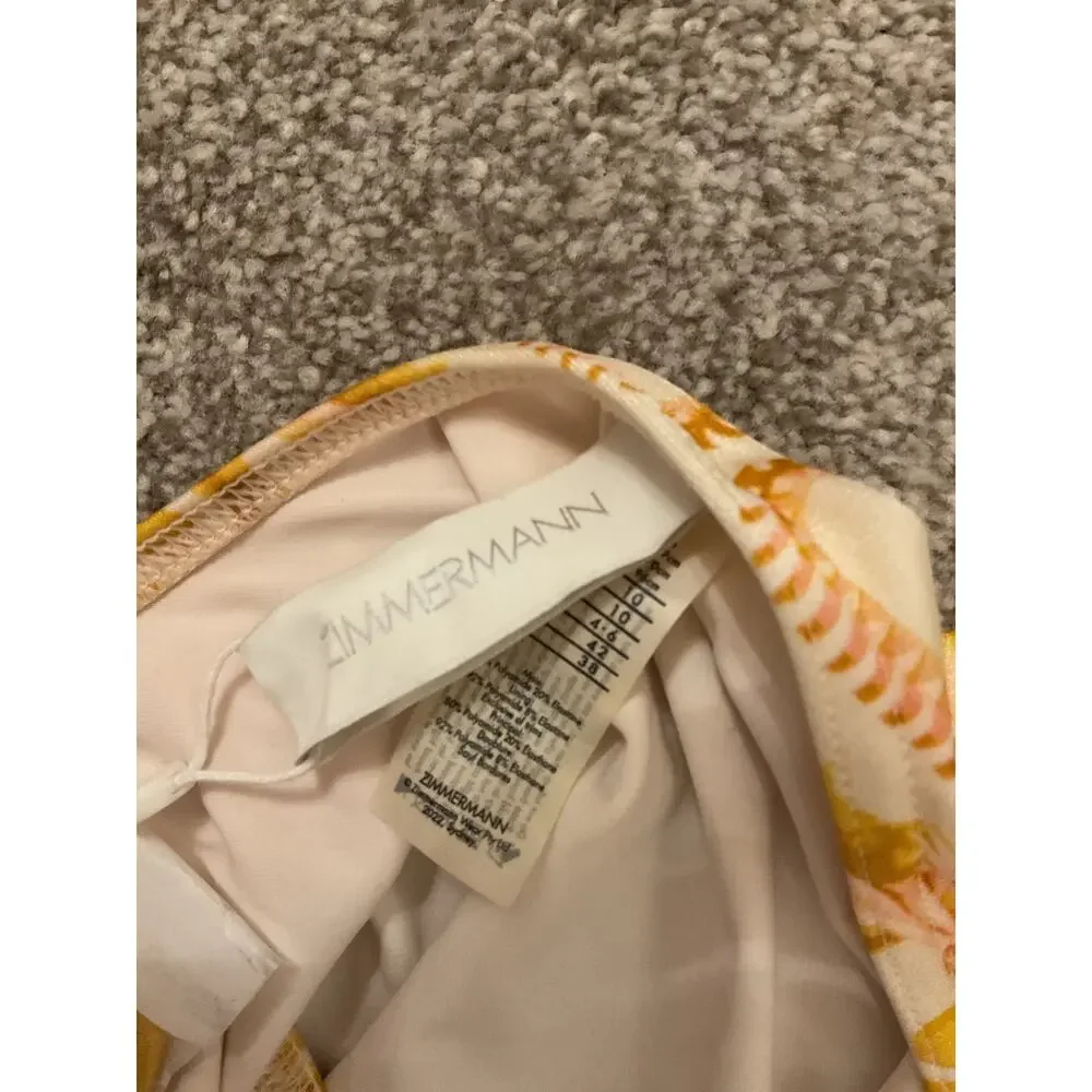 NWT Zimmermann Lyre Strapless Romantic One Piece Swimsuit Tie Front AU10, US 4-6